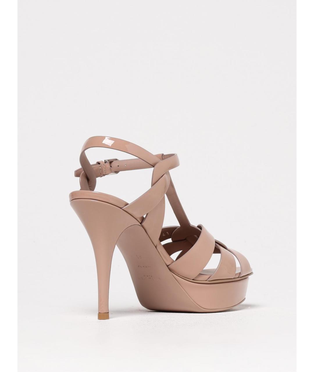 SAINT LAURENT Бежевые кожаные босоножки, фото 3