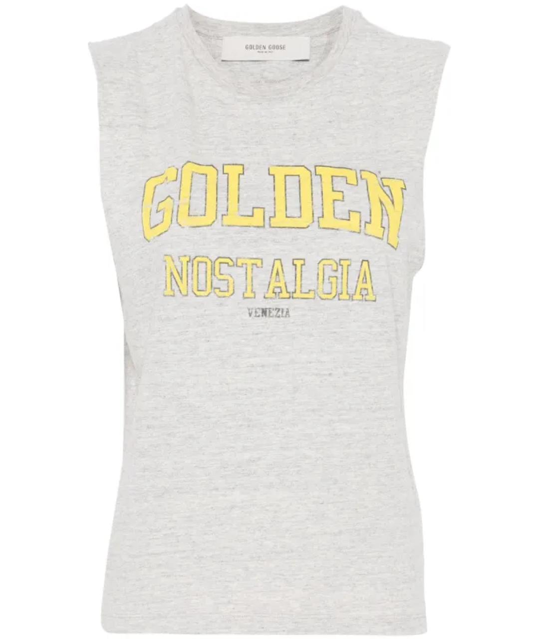 GOLDEN GOOSE DELUXE BRAND Серая хлопковая майка, фото 1