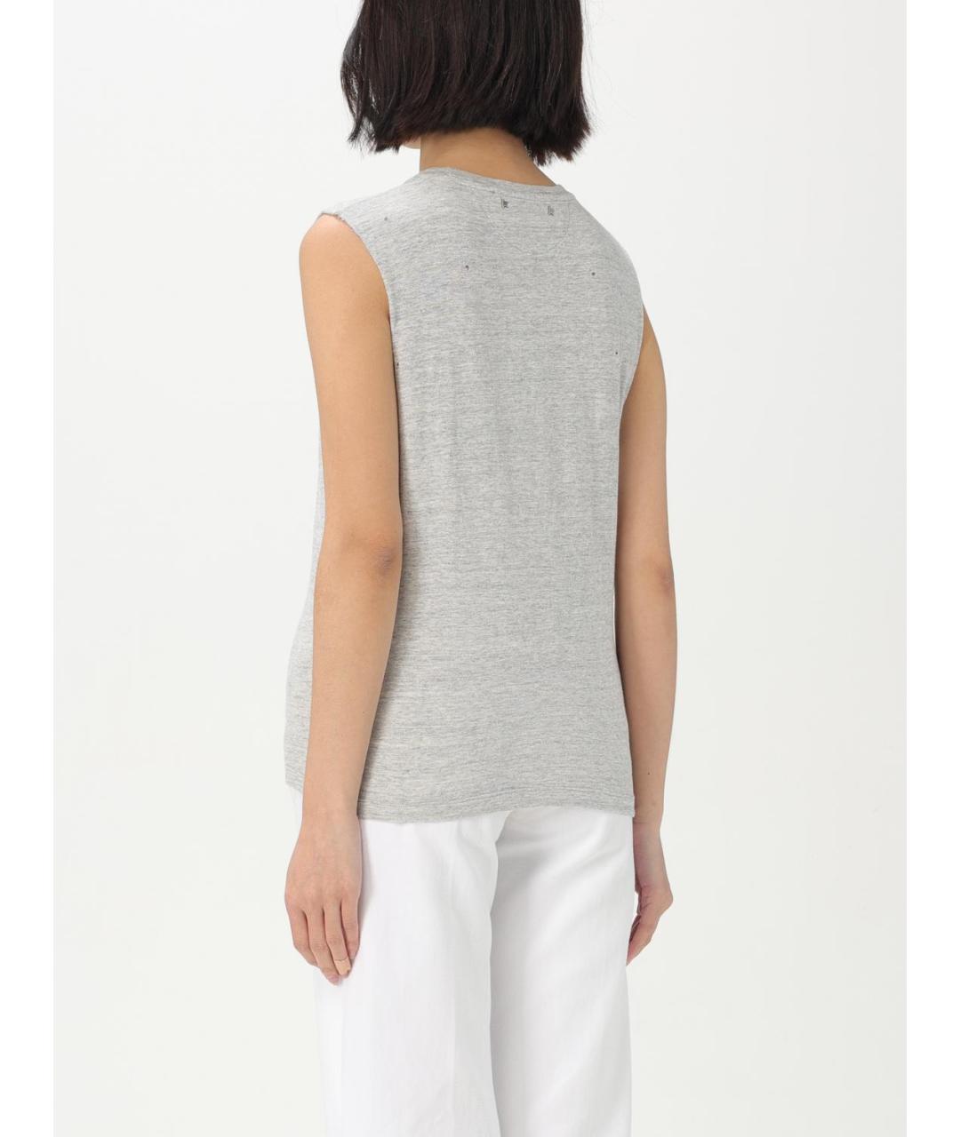 GOLDEN GOOSE DELUXE BRAND Серая хлопковая майка, фото 3