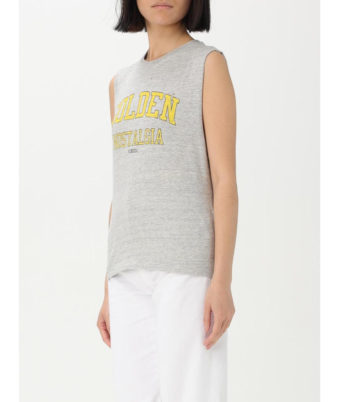 GOLDEN GOOSE DELUXE BRAND Серая хлопковая майка, фото 4