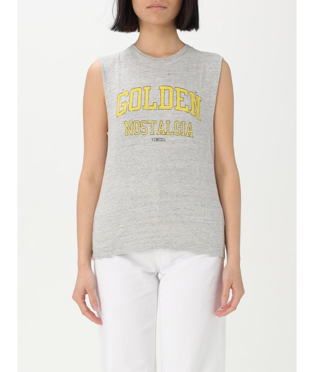 GOLDEN GOOSE DELUXE BRAND Серая хлопковая майка, фото 2