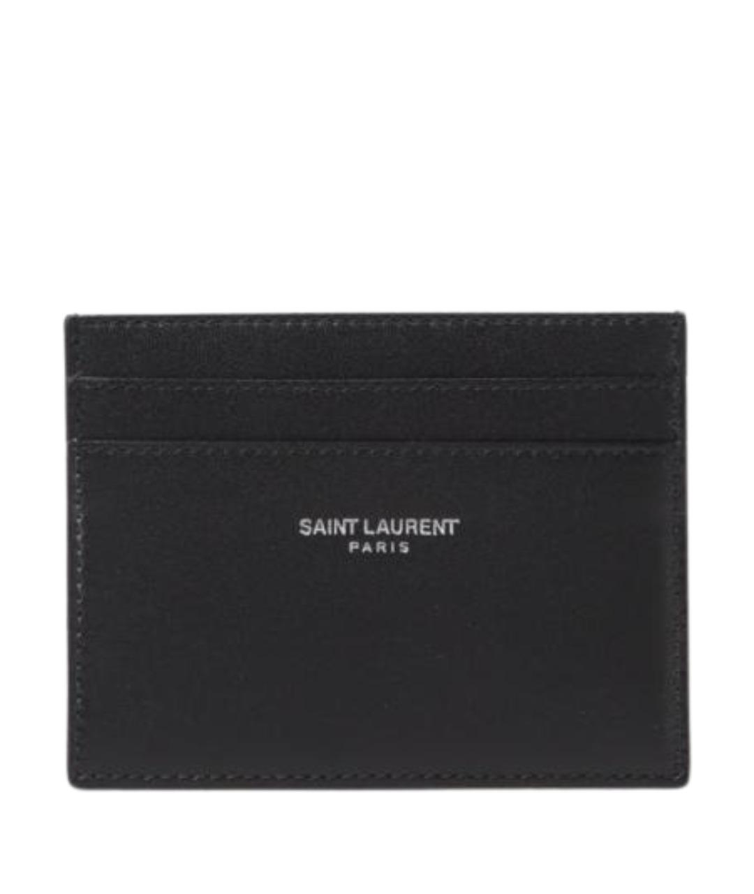SAINT LAURENT Черный кожаный кардхолдер, фото 1