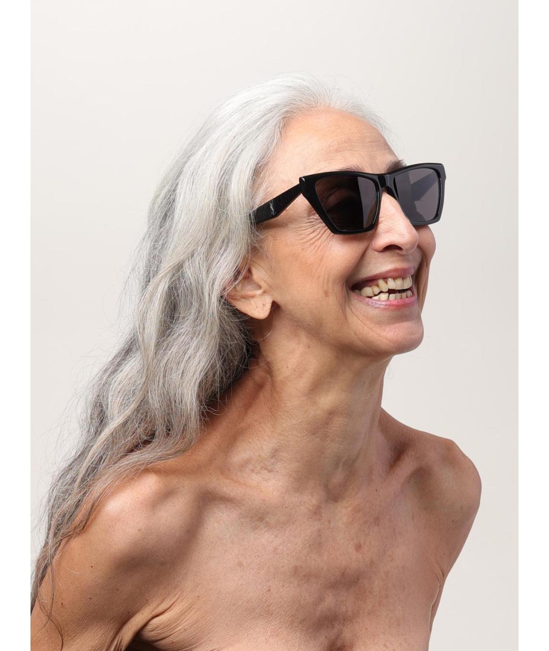 SAINT LAURENT Черные пластиковые солнцезащитные очки, фото 2