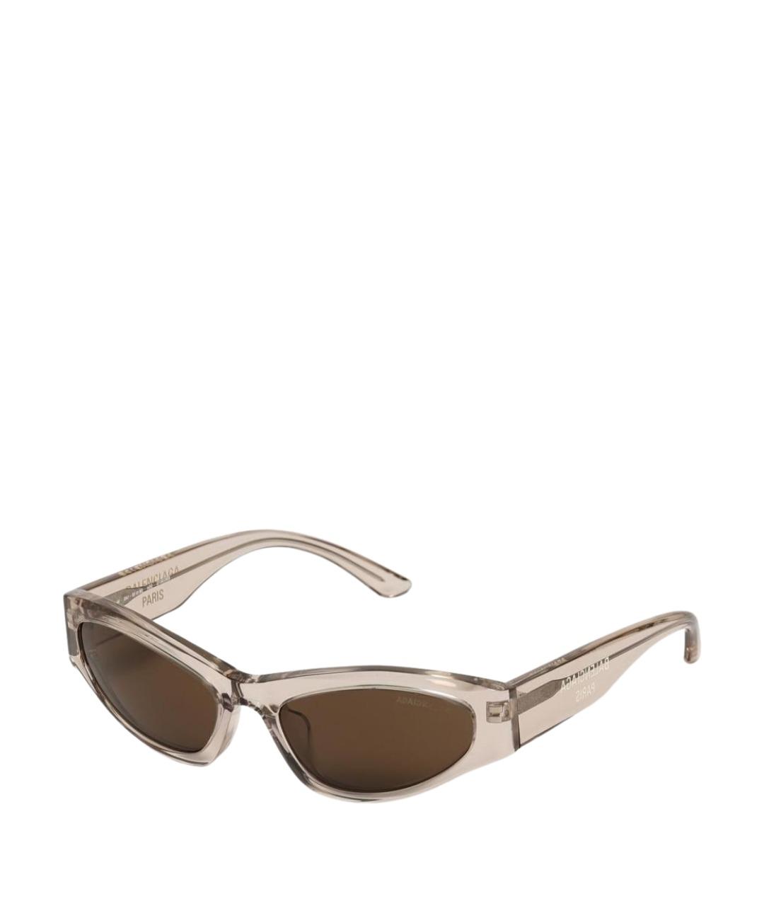 BALENCIAGA Бежевые пластиковые солнцезащитные очки, фото 1