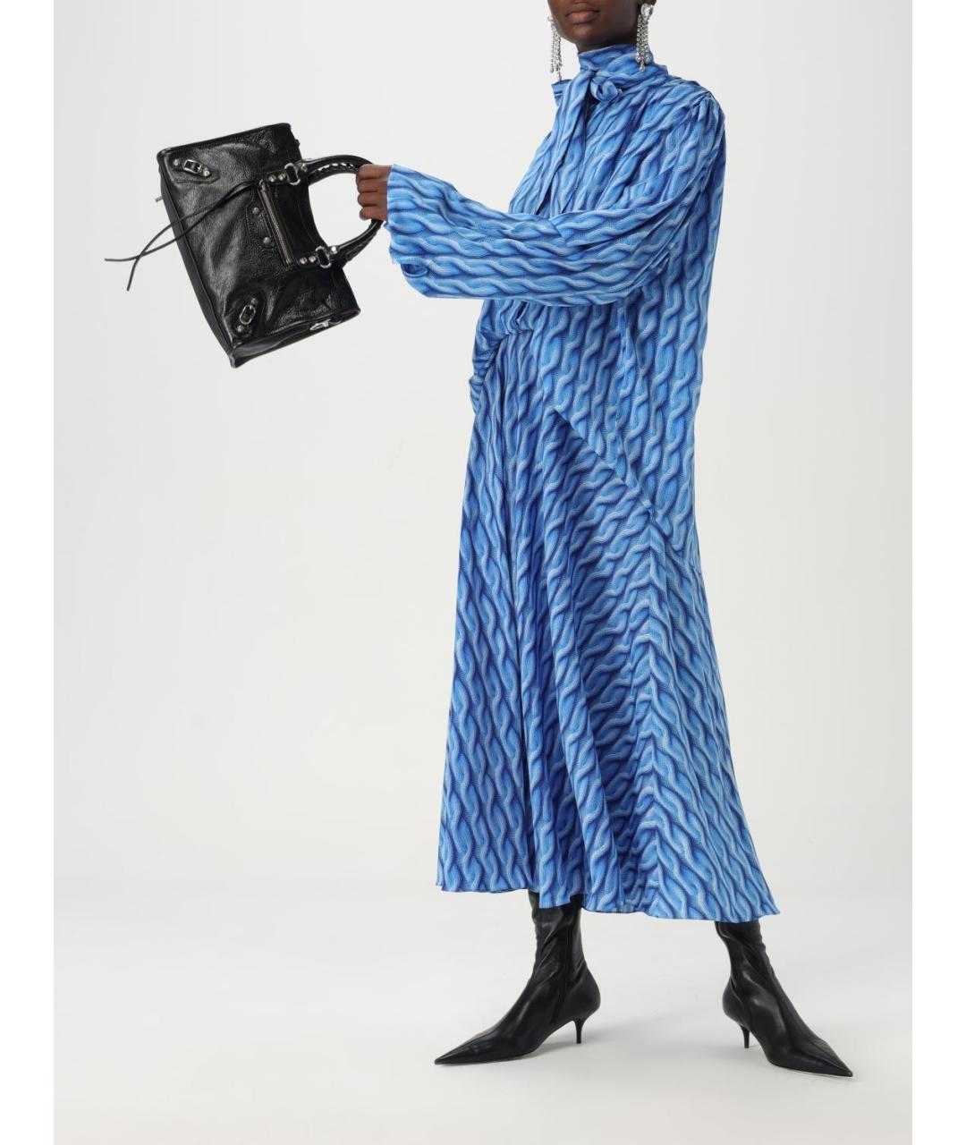 BALENCIAGA Голубое полиэстеровое коктейльное платье, фото 3