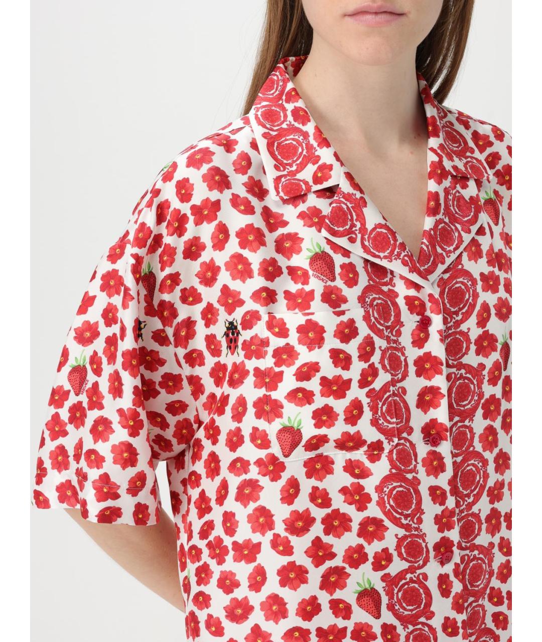 VERSACE Красная шелковая рубашка, фото 5