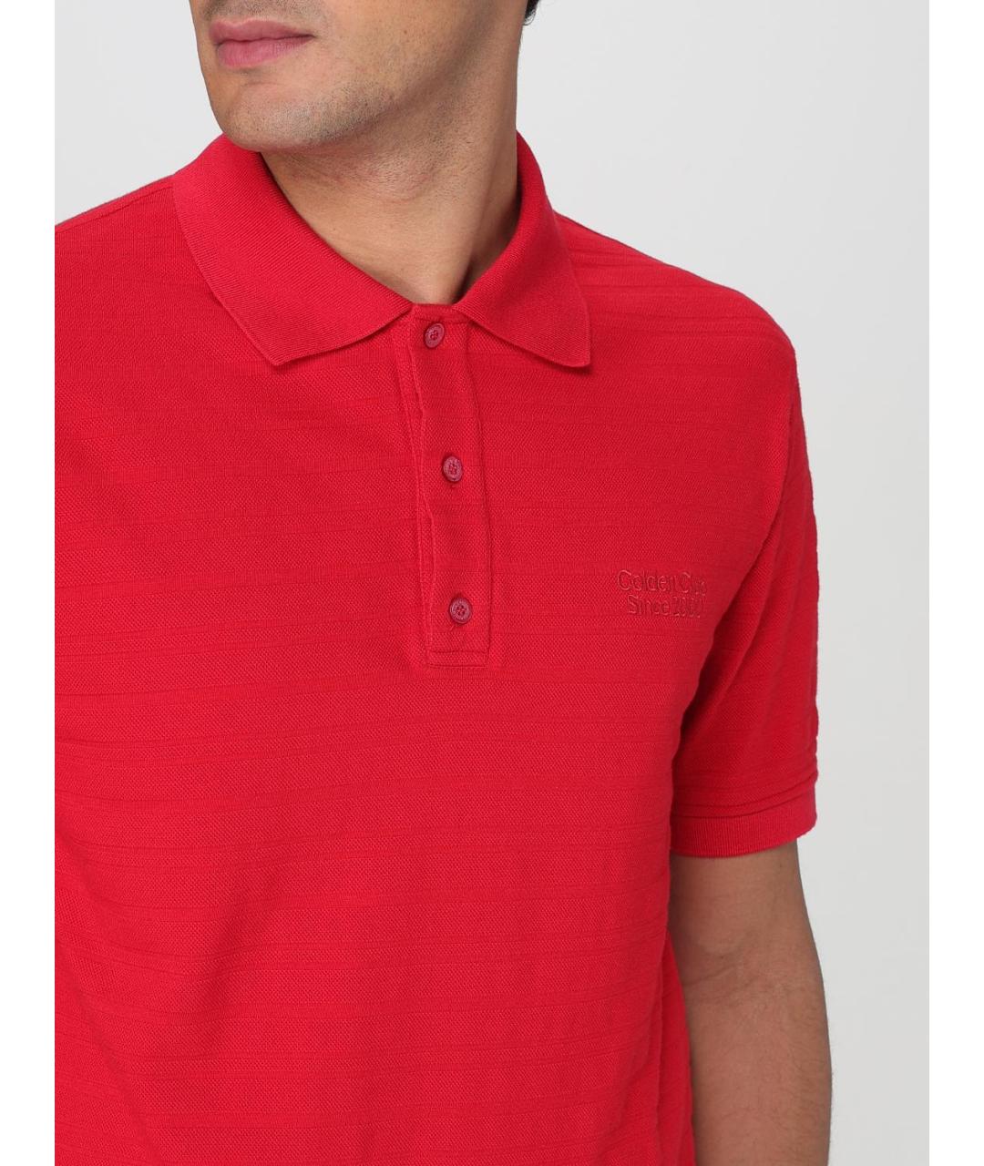 GOLDEN GOOSE DELUXE BRAND Красное хлопковое поло с коротким рукавом, фото 5