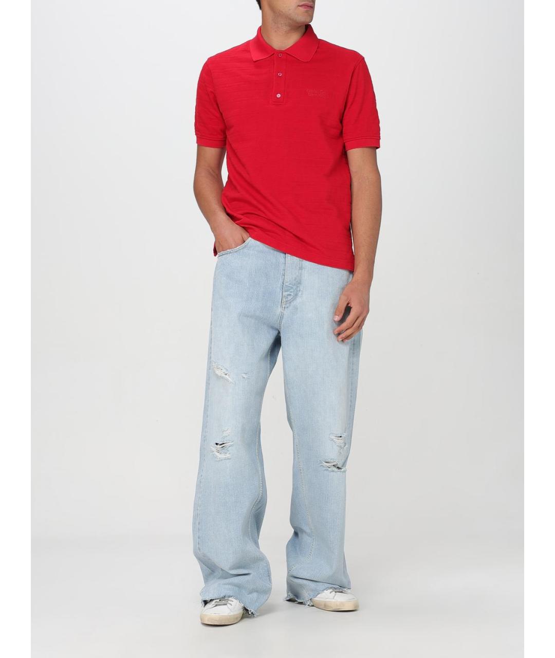 GOLDEN GOOSE DELUXE BRAND Красное хлопковое поло с коротким рукавом, фото 2