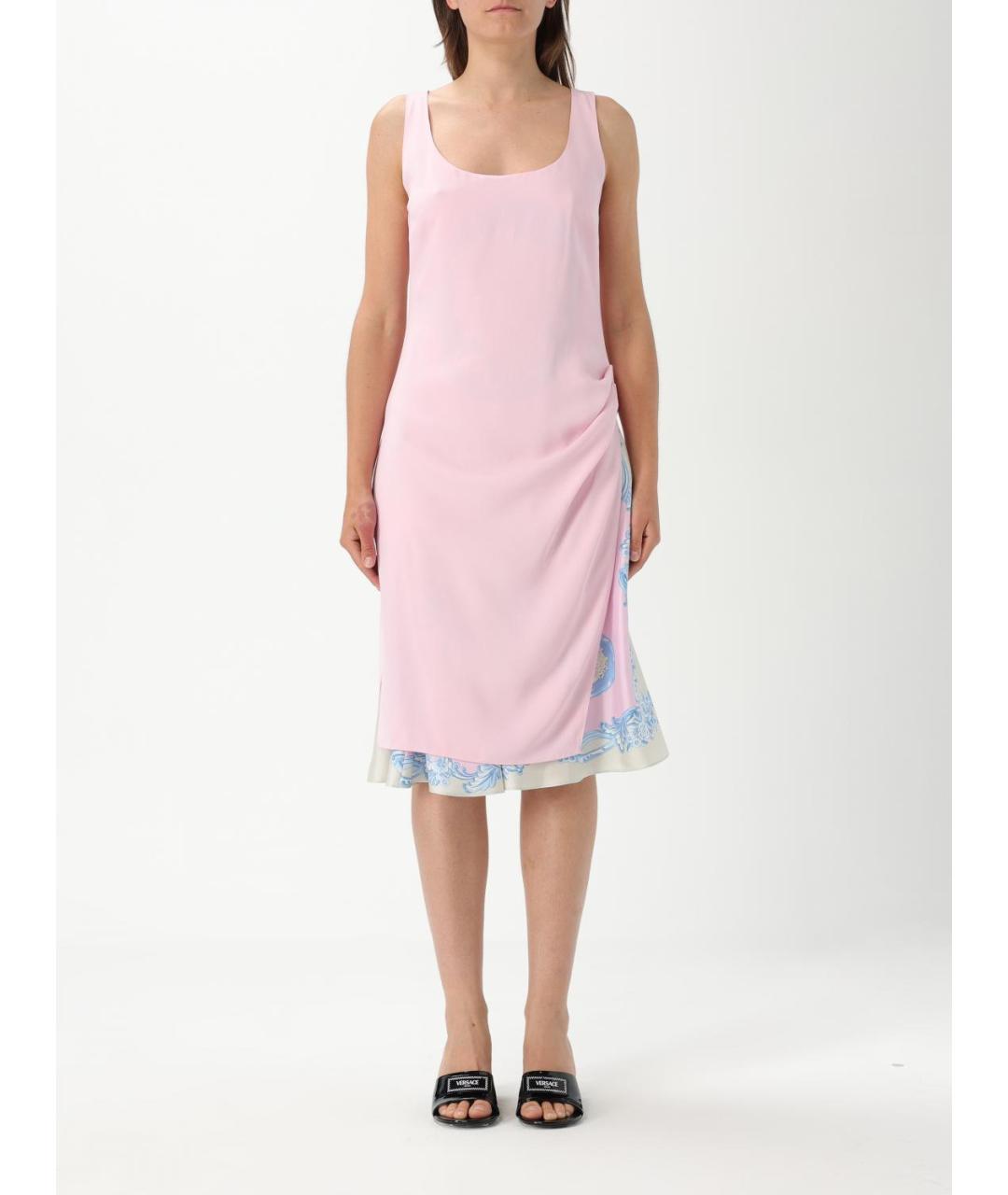 VERSACE Розовое вискозное коктейльное платье, фото 5