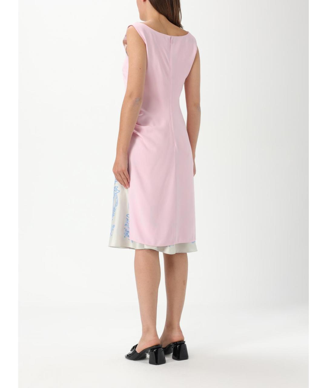 VERSACE Розовое вискозное коктейльное платье, фото 2