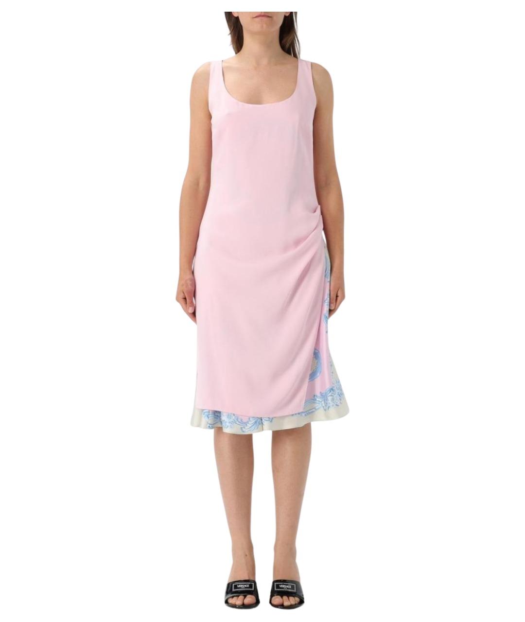 VERSACE Розовое вискозное коктейльное платье, фото 1