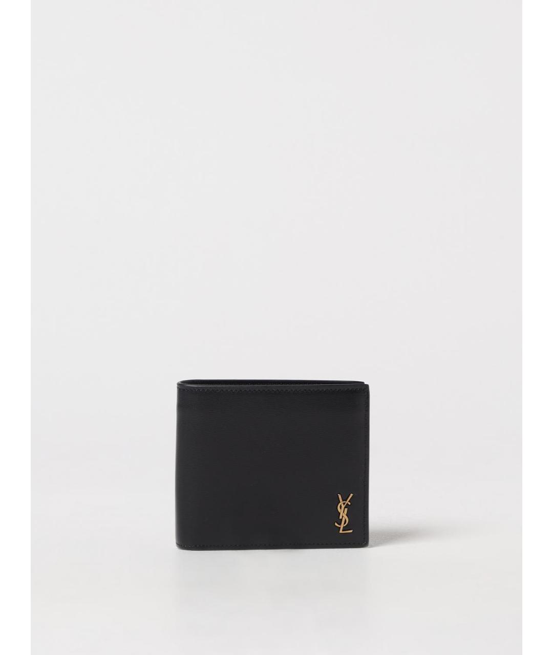 SAINT LAURENT Черный кожаный кошелек, фото 4