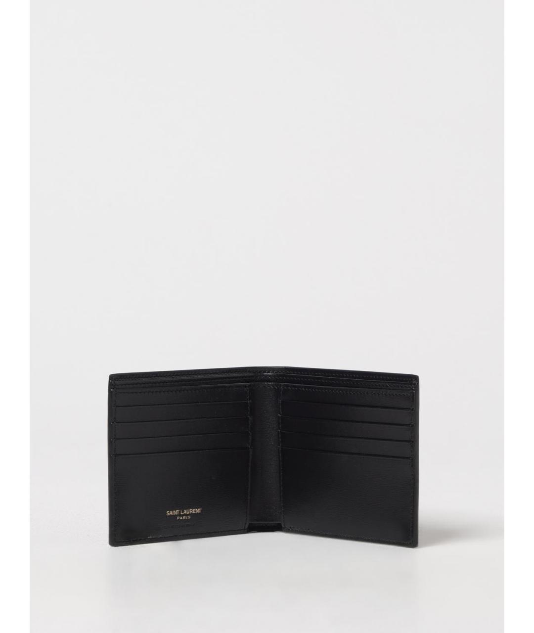 SAINT LAURENT Черный кожаный кошелек, фото 2