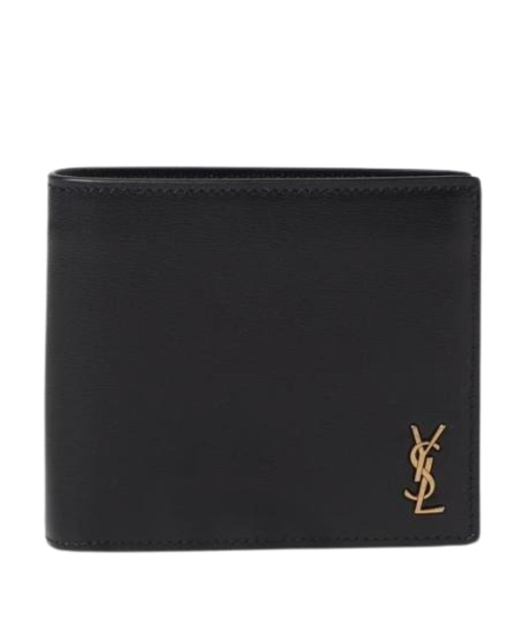 SAINT LAURENT Черный кожаный кошелек, фото 1