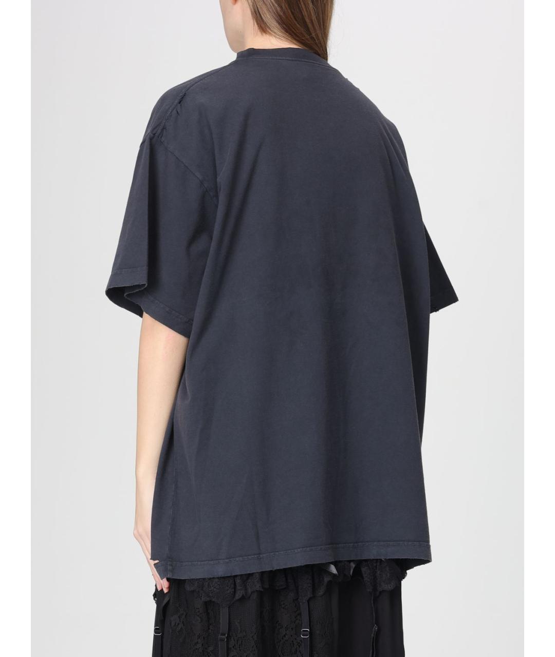 BALENCIAGA Черная хлопковая футболка, фото 4