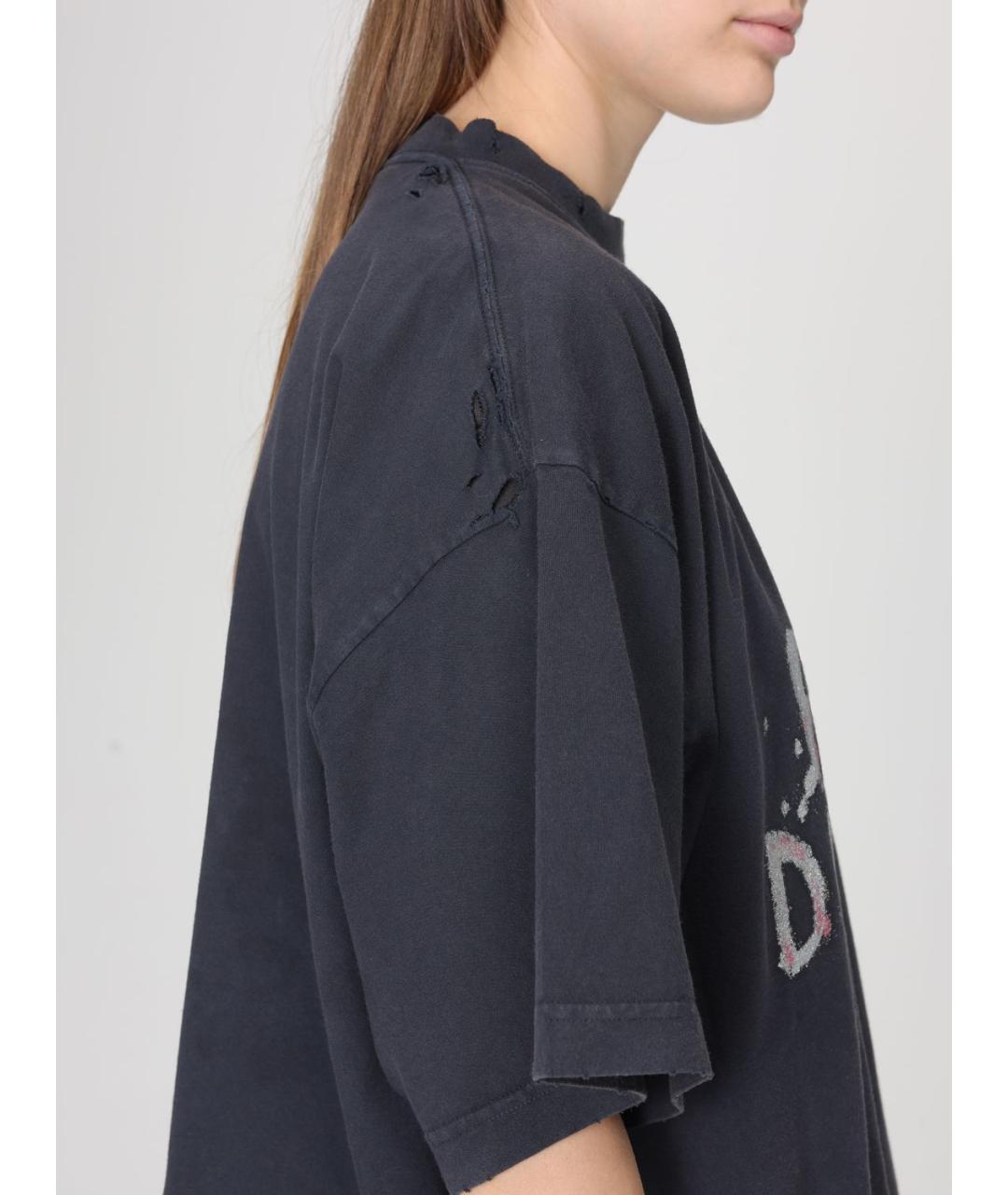 BALENCIAGA Черная хлопковая футболка, фото 6