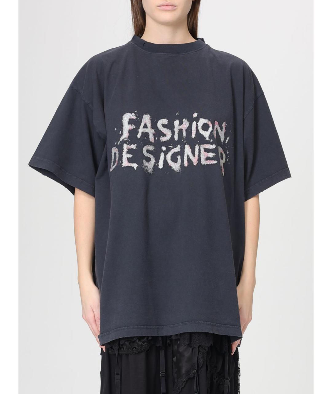 BALENCIAGA Черная хлопковая футболка, фото 2