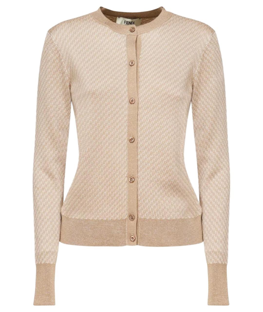 FENDI Бежевый шелковый кардиган, фото 1