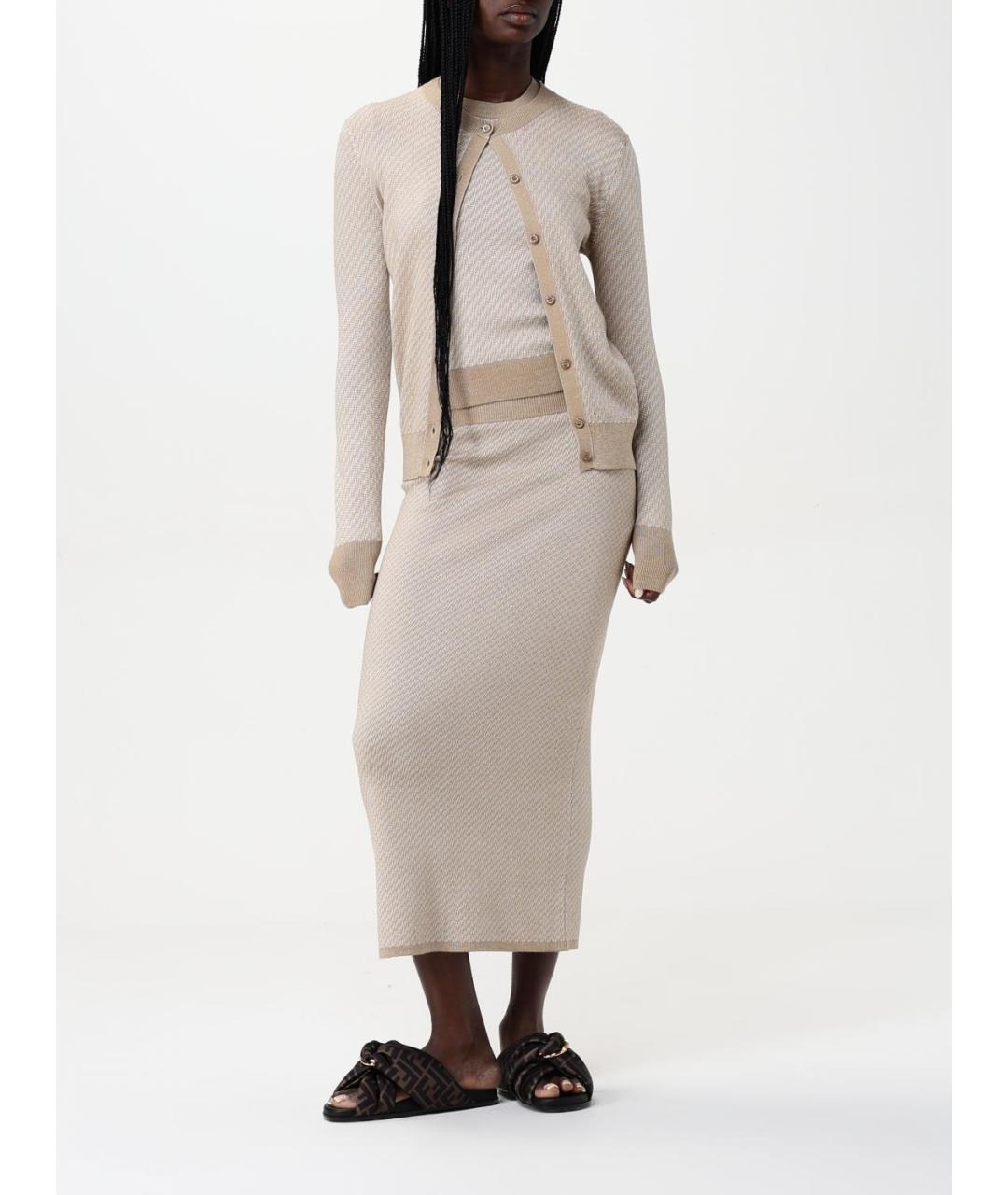 FENDI Бежевый шелковый кардиган, фото 3