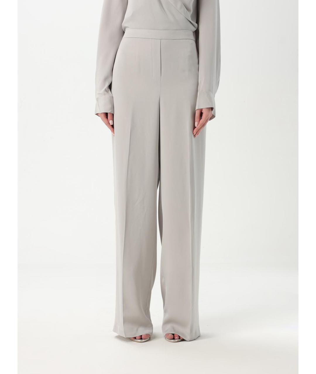 THEORY Серые шелковые прямые брюки, фото 5