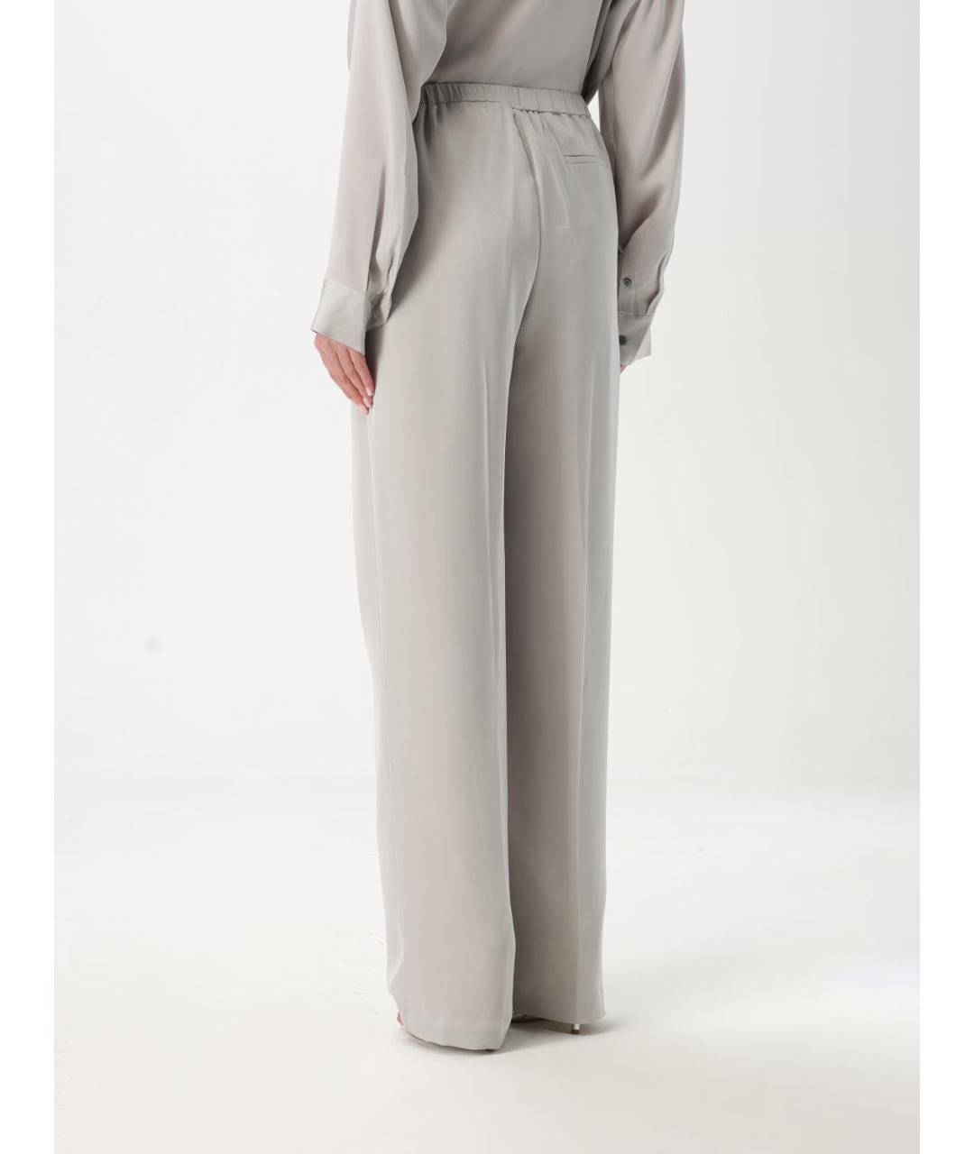 THEORY Серые шелковые прямые брюки, фото 3