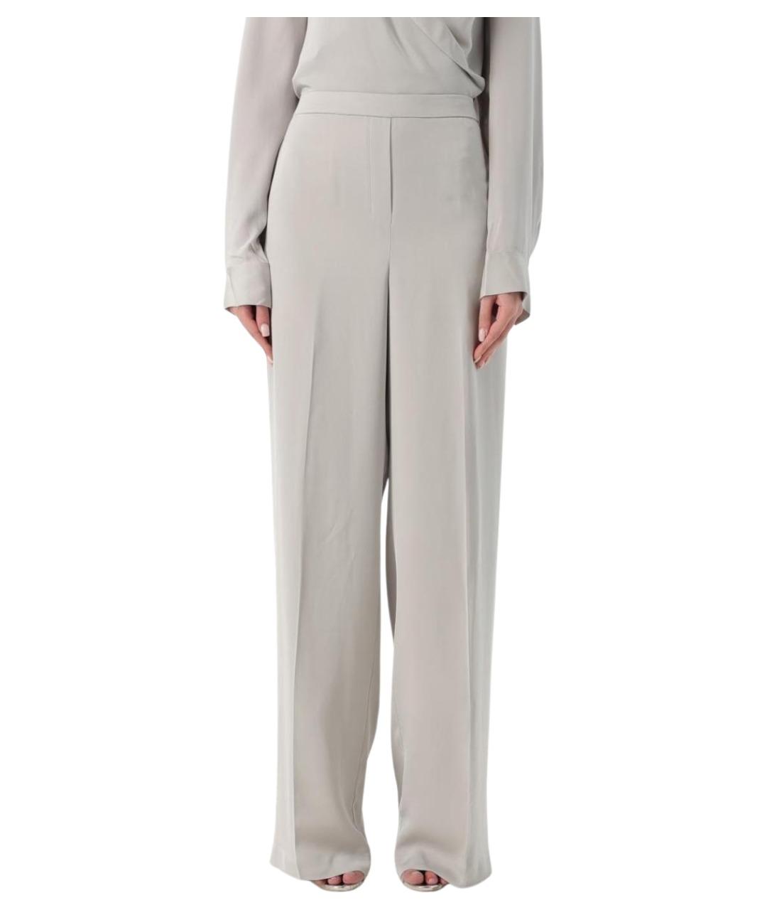 THEORY Серые шелковые прямые брюки, фото 1