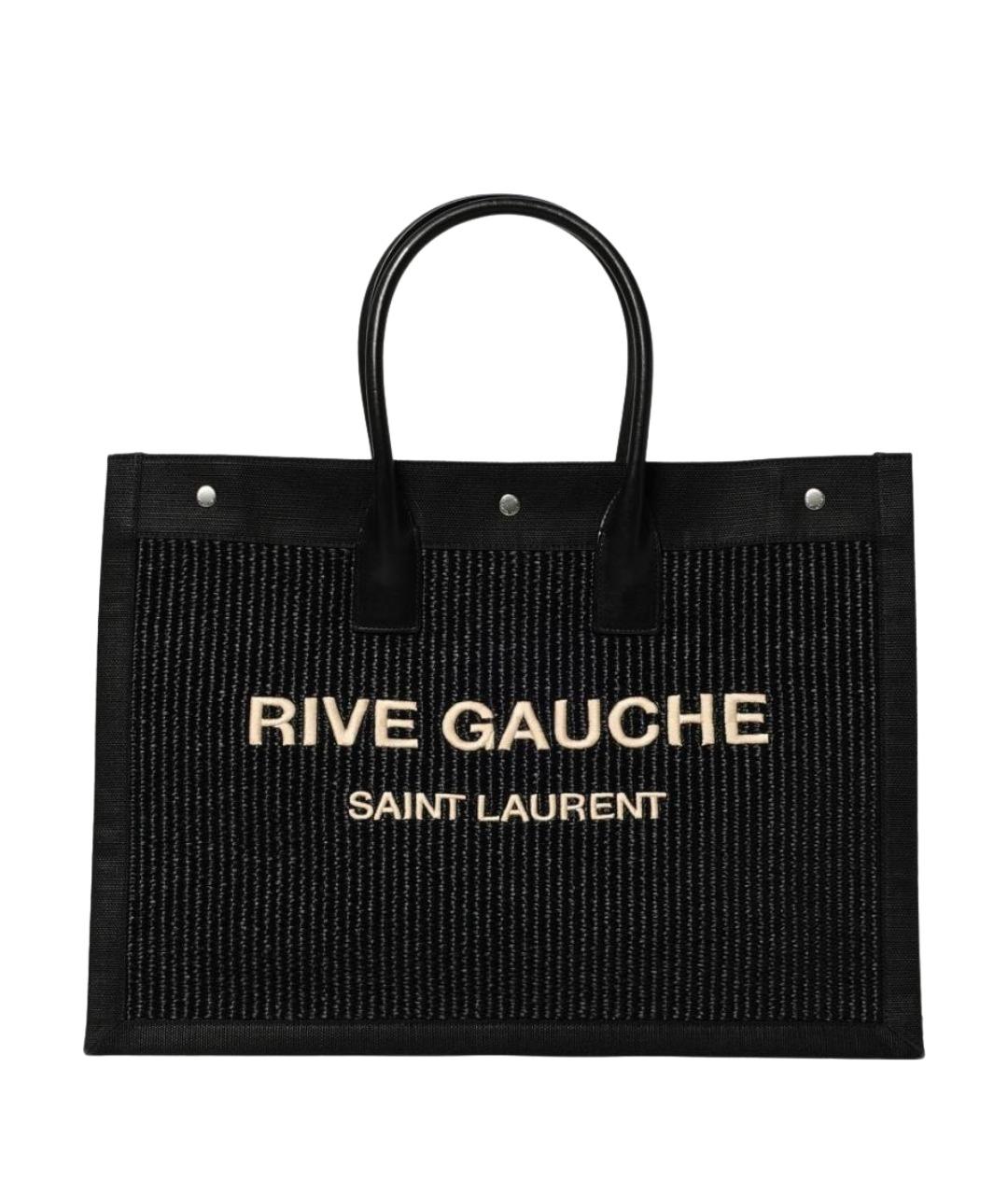 SAINT LAURENT Черная пелетеная сумка тоут, фото 1