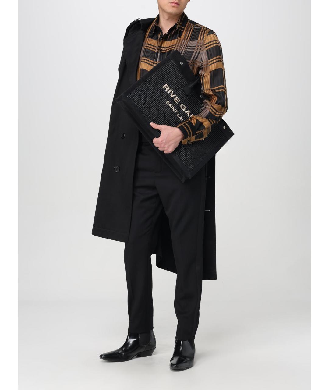 SAINT LAURENT Черная пелетеная сумка тоут, фото 2