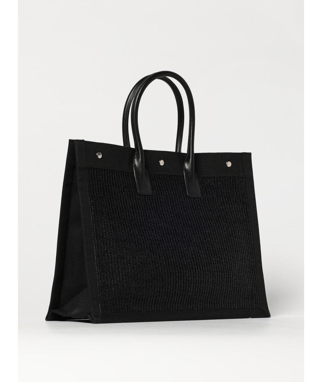 SAINT LAURENT Черная пелетеная сумка тоут, фото 3