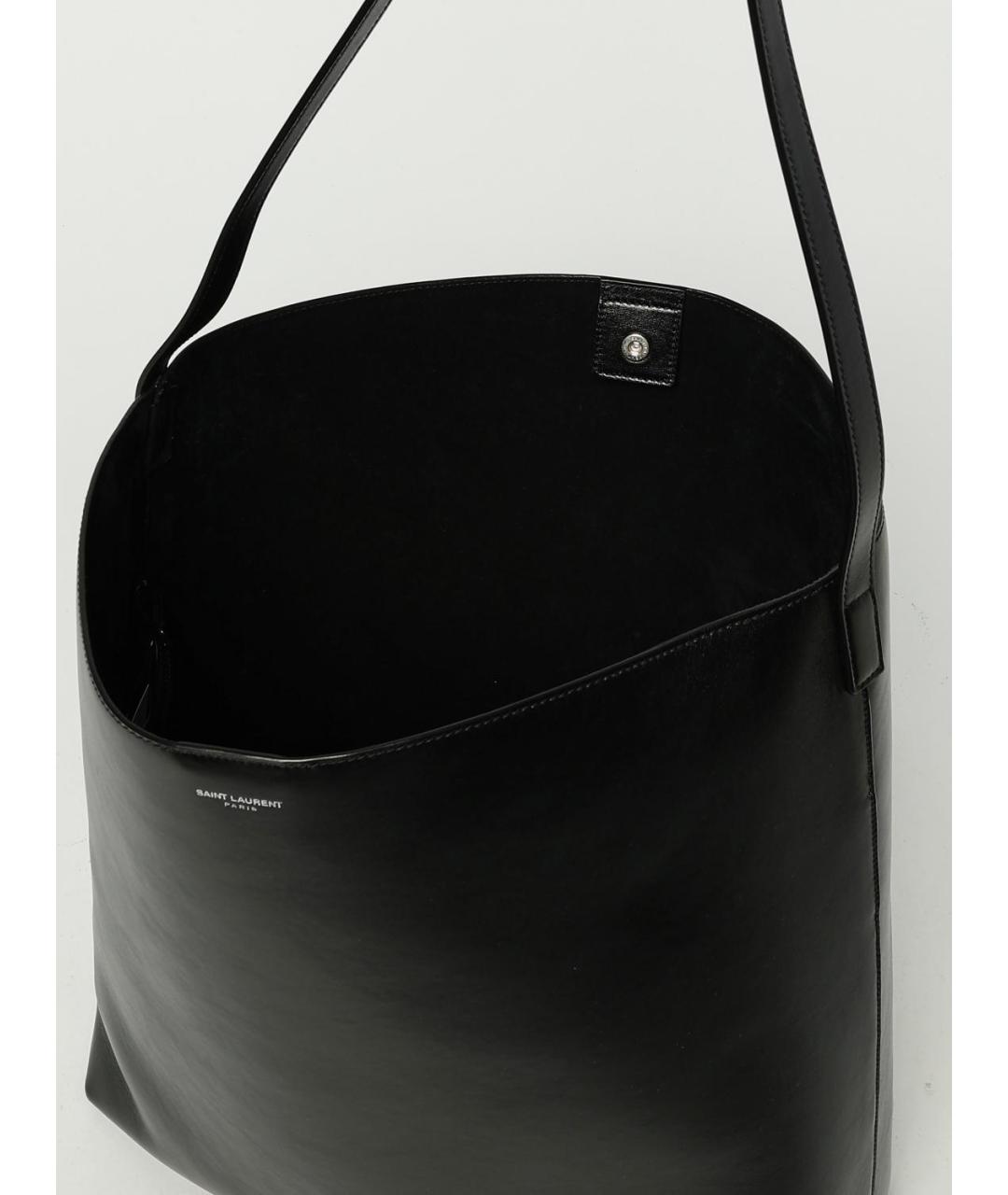 SAINT LAURENT Черная кожаная сумка тоут, фото 5