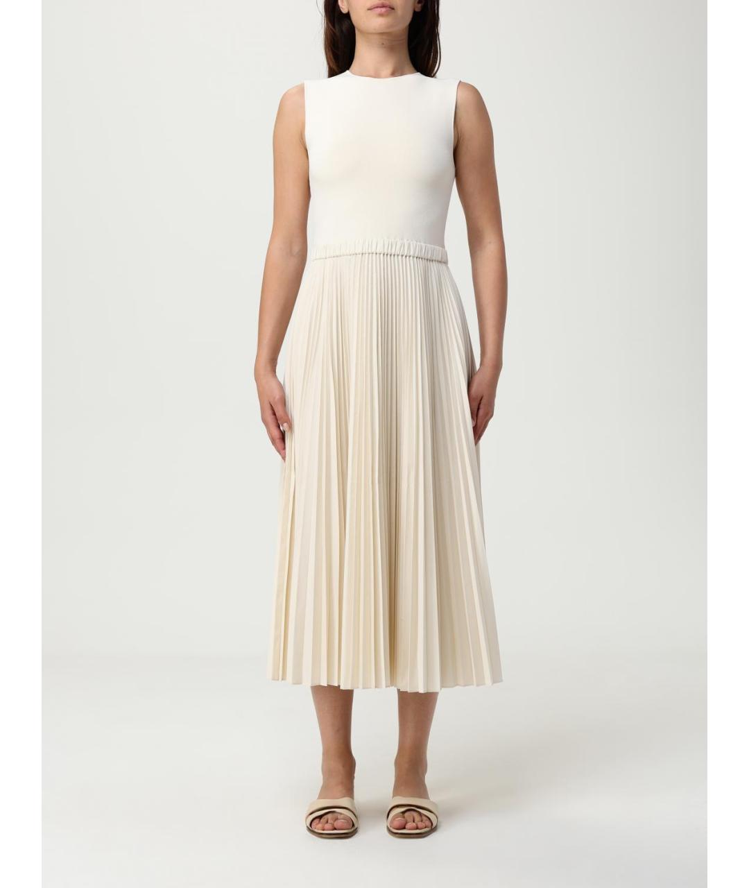 THEORY Бежевое полиэстеровое повседневное платье, фото 4