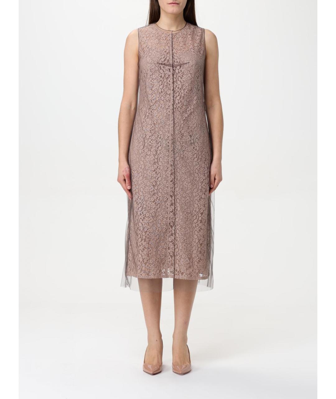 FENDI Бежевое шелковое коктейльное платье, фото 2