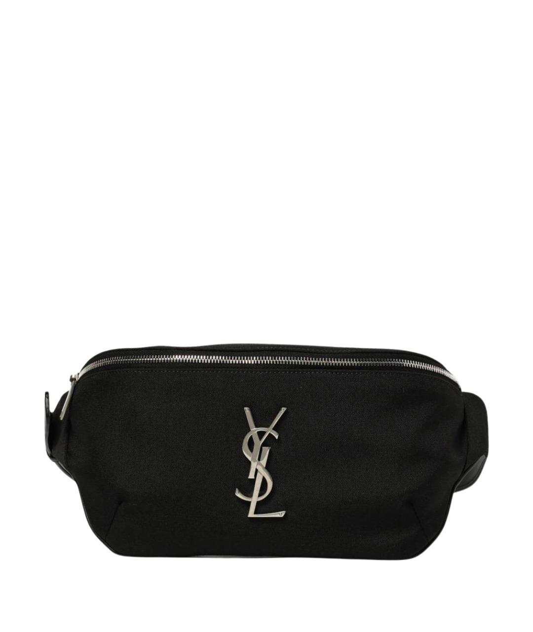 SAINT LAURENT Черная тканевая поясная сумка, фото 1