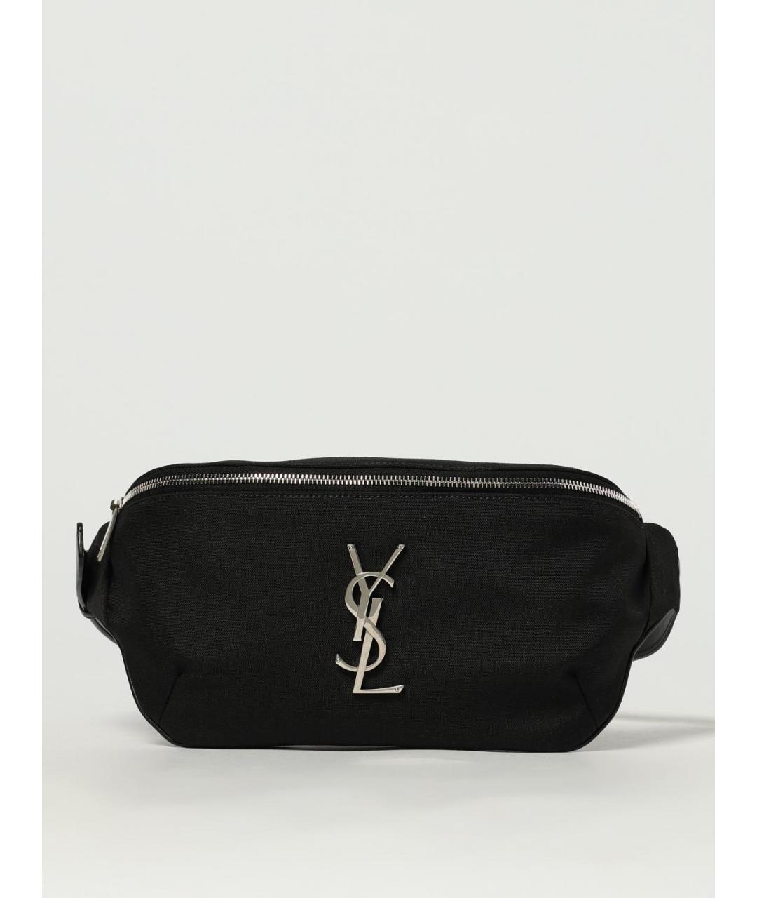 SAINT LAURENT Черная тканевая поясная сумка, фото 6
