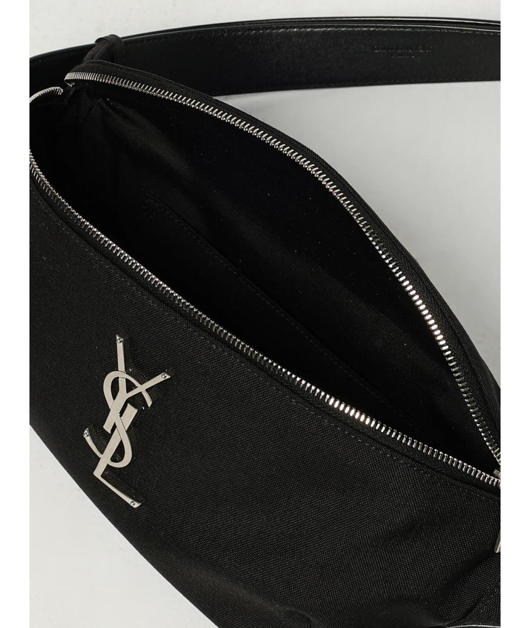 SAINT LAURENT Черная тканевая поясная сумка, фото 5