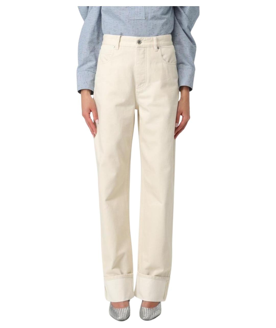 BOTTEGA VENETA Бежевые хлопковые прямые брюки, фото 1