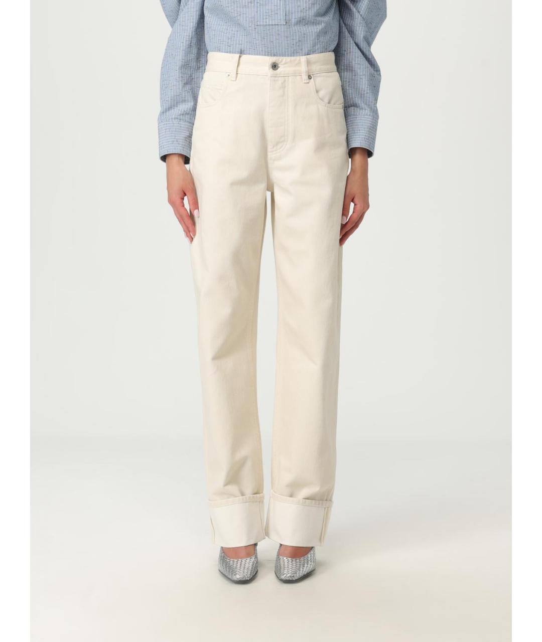 BOTTEGA VENETA Бежевые хлопковые прямые брюки, фото 6