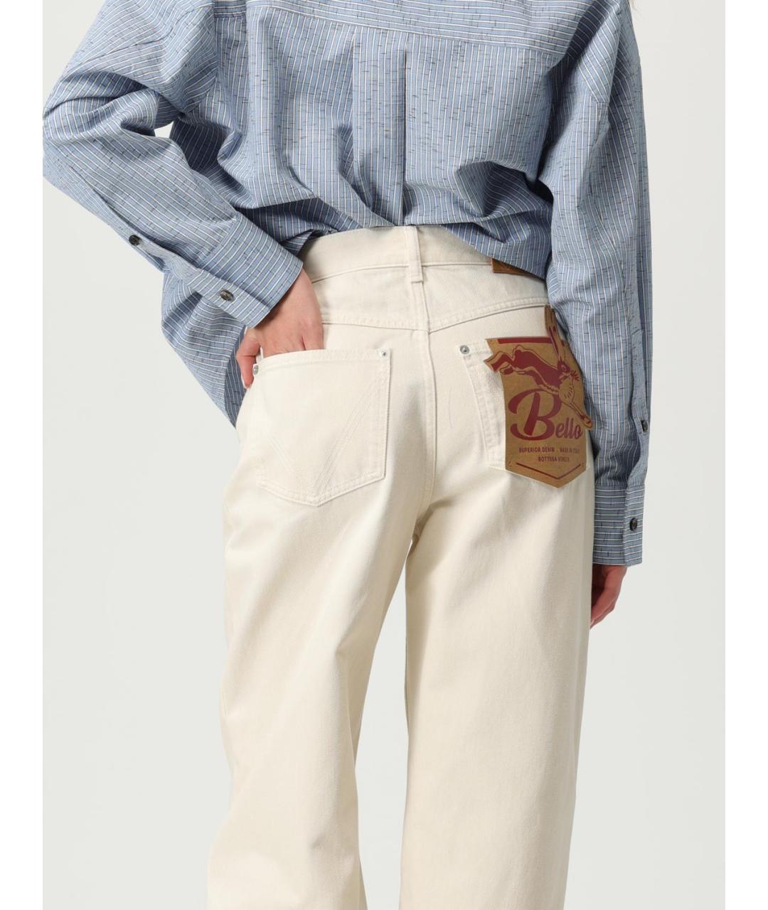 BOTTEGA VENETA Бежевые хлопковые прямые брюки, фото 5