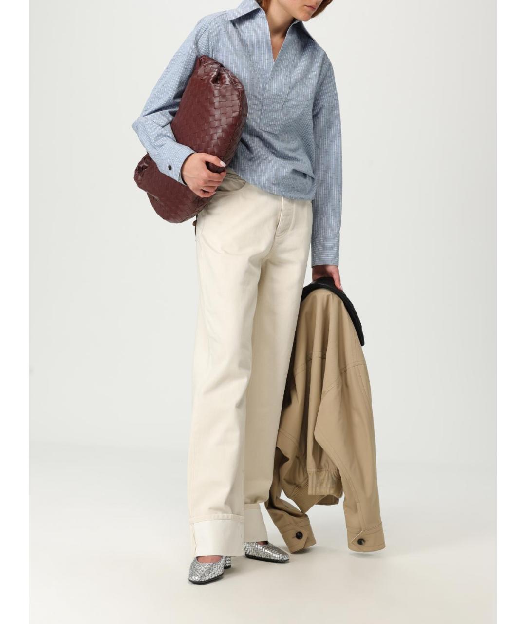 BOTTEGA VENETA Бежевые хлопковые прямые брюки, фото 2