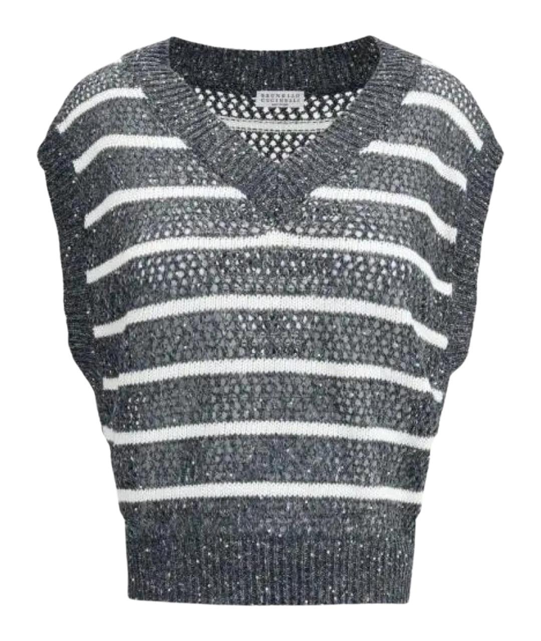 BRUNELLO CUCINELLI Серая льняная жилетка, фото 1