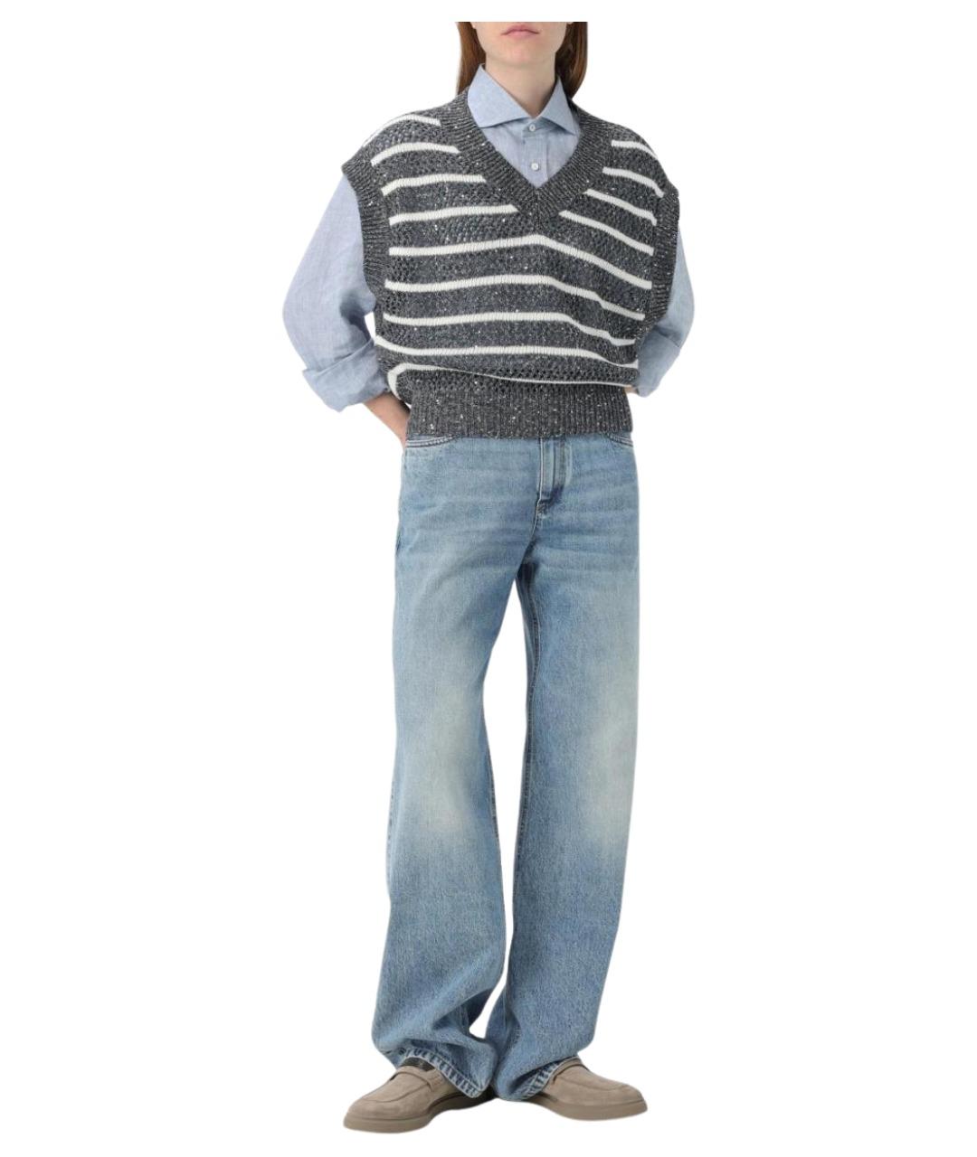 BRUNELLO CUCINELLI Серая льняная жилетка, фото 3