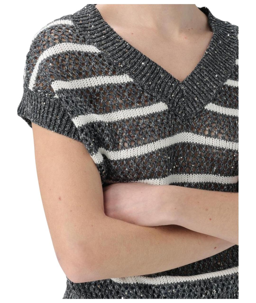 BRUNELLO CUCINELLI Серая льняная жилетка, фото 6