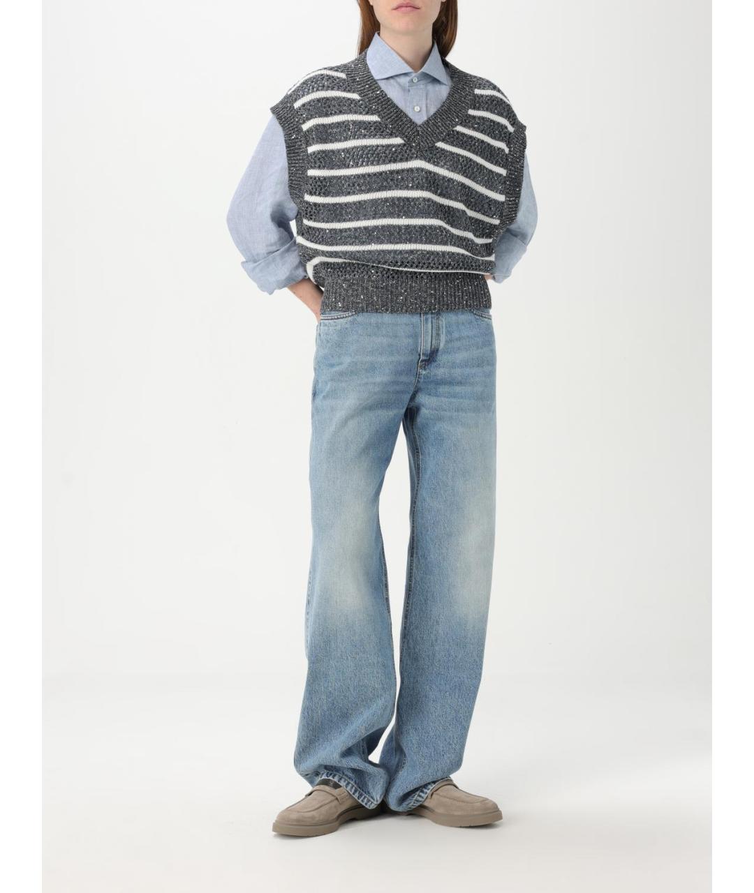 BRUNELLO CUCINELLI Серая льняная жилетка, фото 3