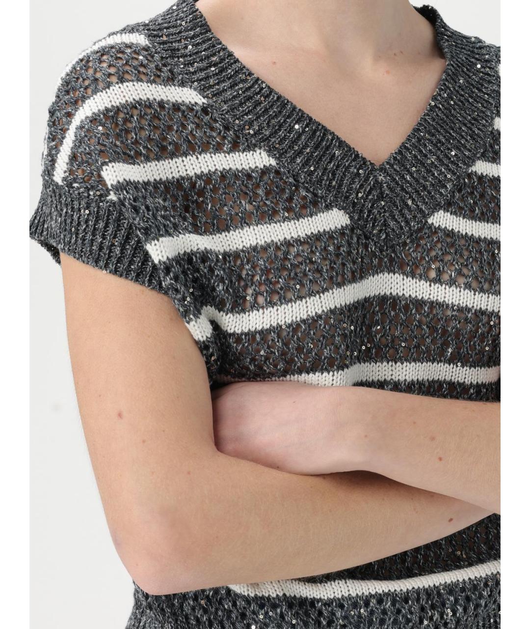 BRUNELLO CUCINELLI Серая льняная жилетка, фото 6