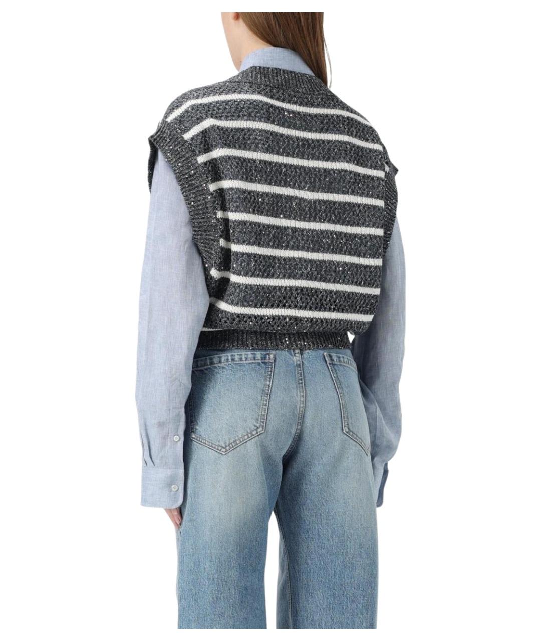 BRUNELLO CUCINELLI Серая льняная жилетка, фото 4