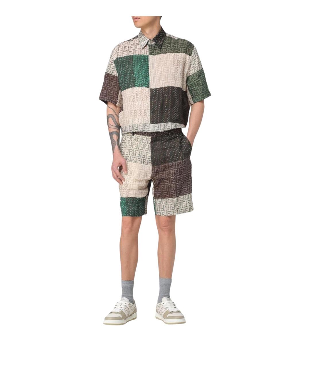 FENDI Мульти льняные шорты, фото 3
