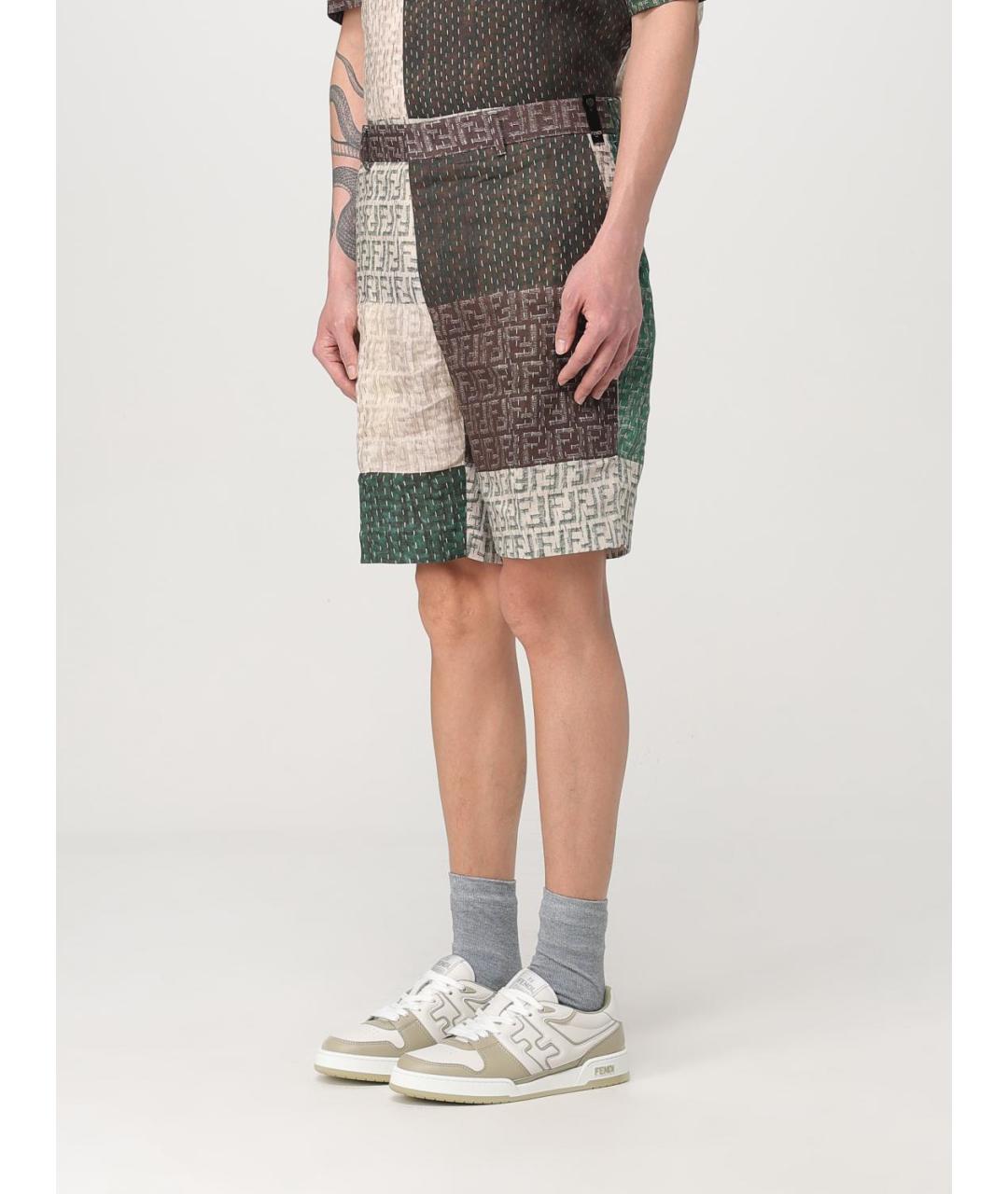 FENDI Мульти льняные шорты, фото 5