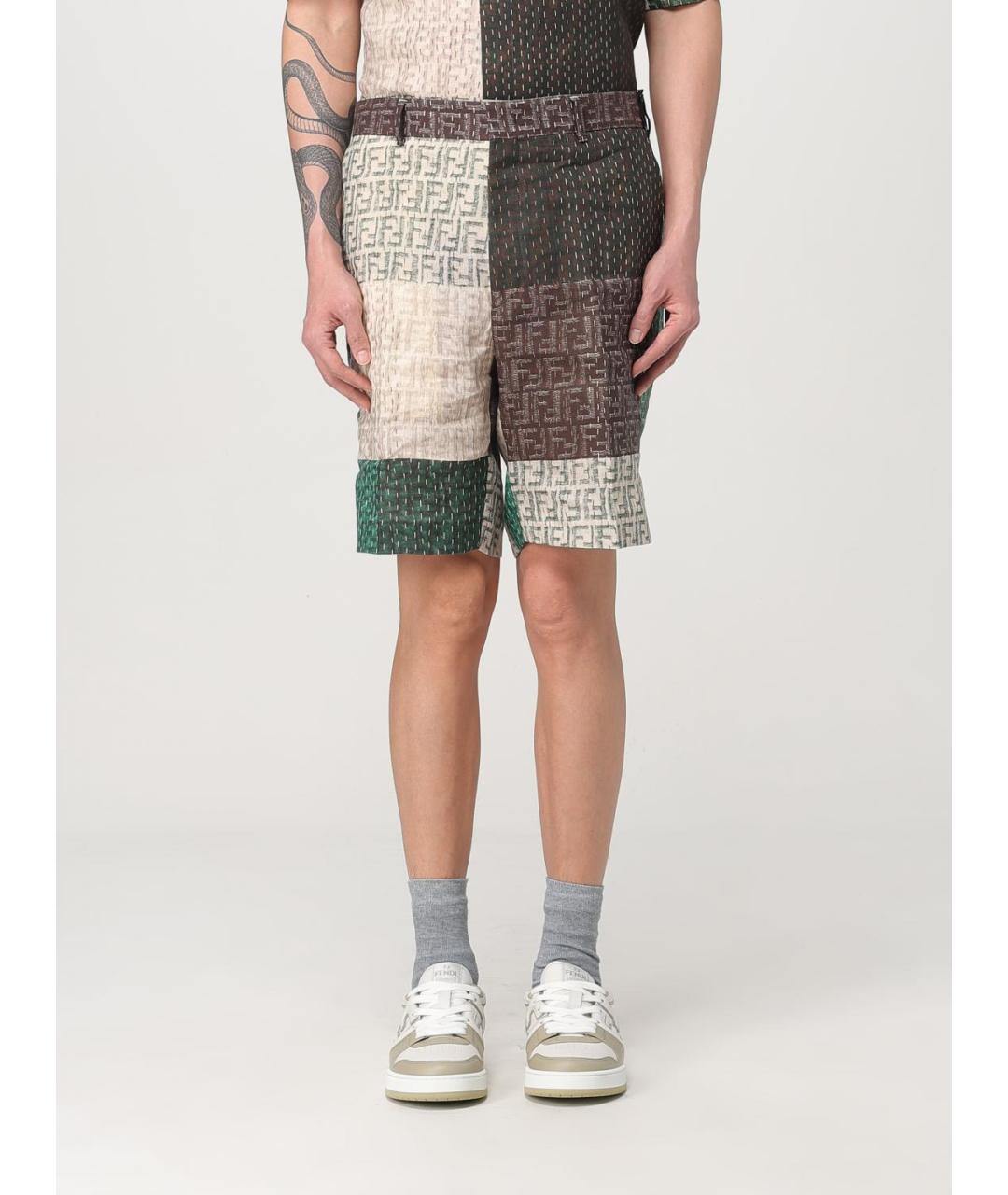 FENDI Мульти льняные шорты, фото 2