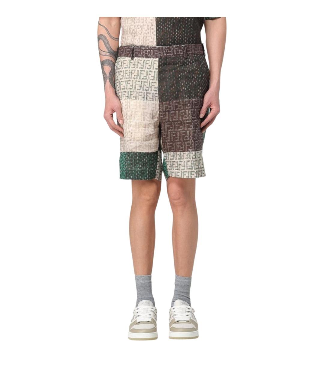 FENDI Мульти льняные шорты, фото 2