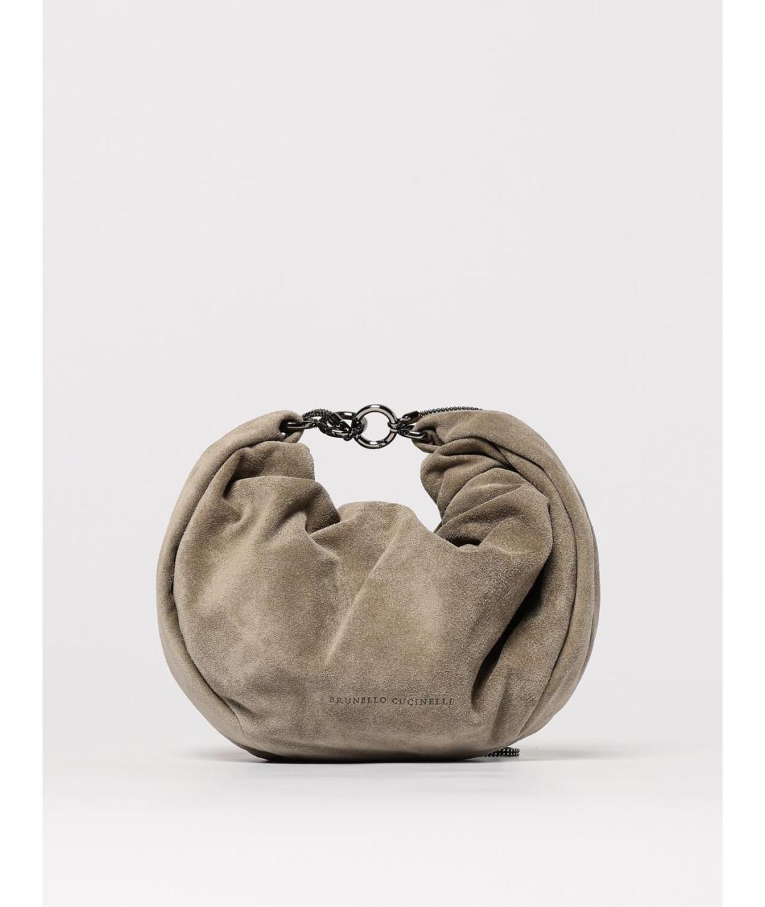 BRUNELLO CUCINELLI Бежевая кожаная сумка через плечо, фото 6